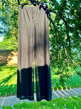 Elegant Vintage Sandra Darren black wide leg pant mesh overlay S goth formal
